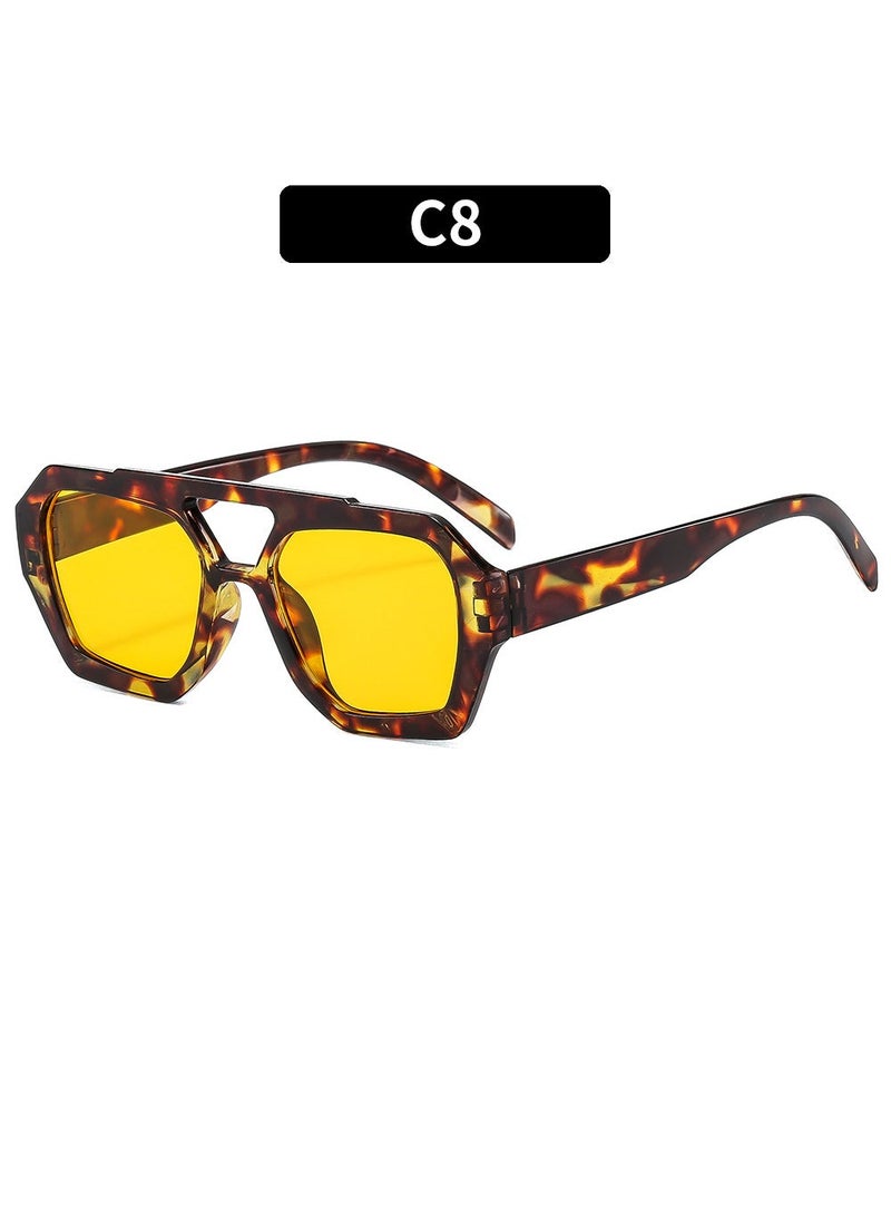 Pilot Aviator Sunglasses UV Protection C8-Bract Flower Frame Yellow Film